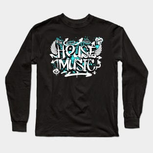 HOUSE MUSIC  - Graffiti Steez (Pink/White) Long Sleeve T-Shirt